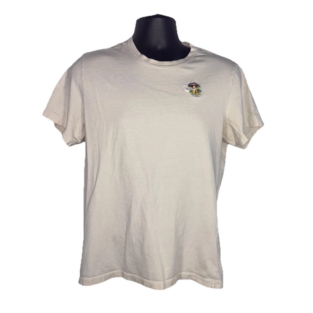 Nike Tee Men's Tshirt Mushroom Logo Beige Size Medium With Flaw